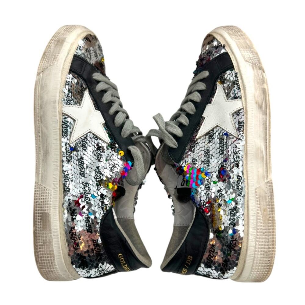 Golden goose may rainbow sequin flip low top sneakers  sz 40 - Picture 2 of 8